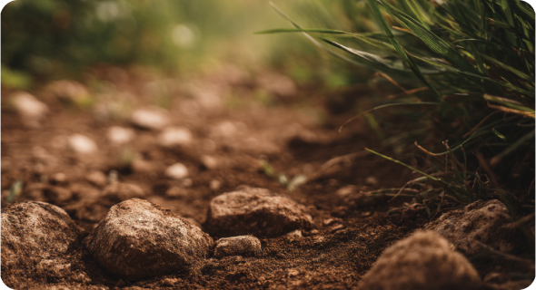 Close-up of rocky dirt road that iGarden Lawn Mower L AWD Series can steadily mowed over