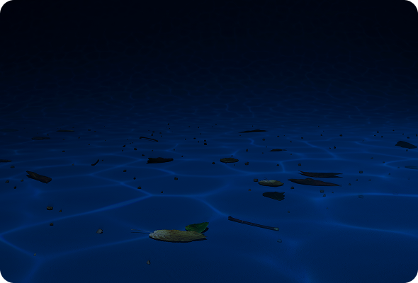 Pool debris with limited visibility before M1-AI built-in lighting is used