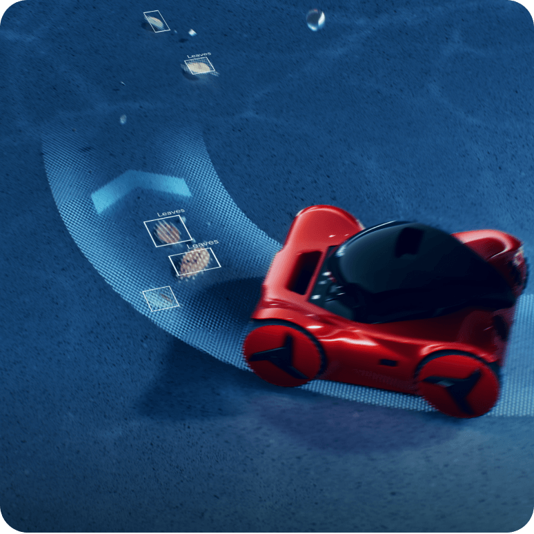 iGarden M1-AI robotic pool cleaner using AI Target System to detect and clean pool debris